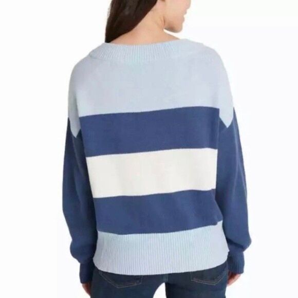 NWT Lucky Brand Striped Color Block Knit Pullover Sweater - Picture 2 of 7